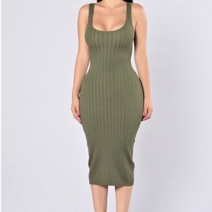 Olive Bodycon Midi Dress